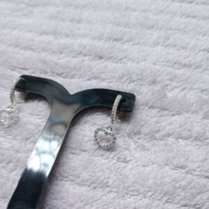 Brinco Argolinha e Coração cravejados - Prata 925