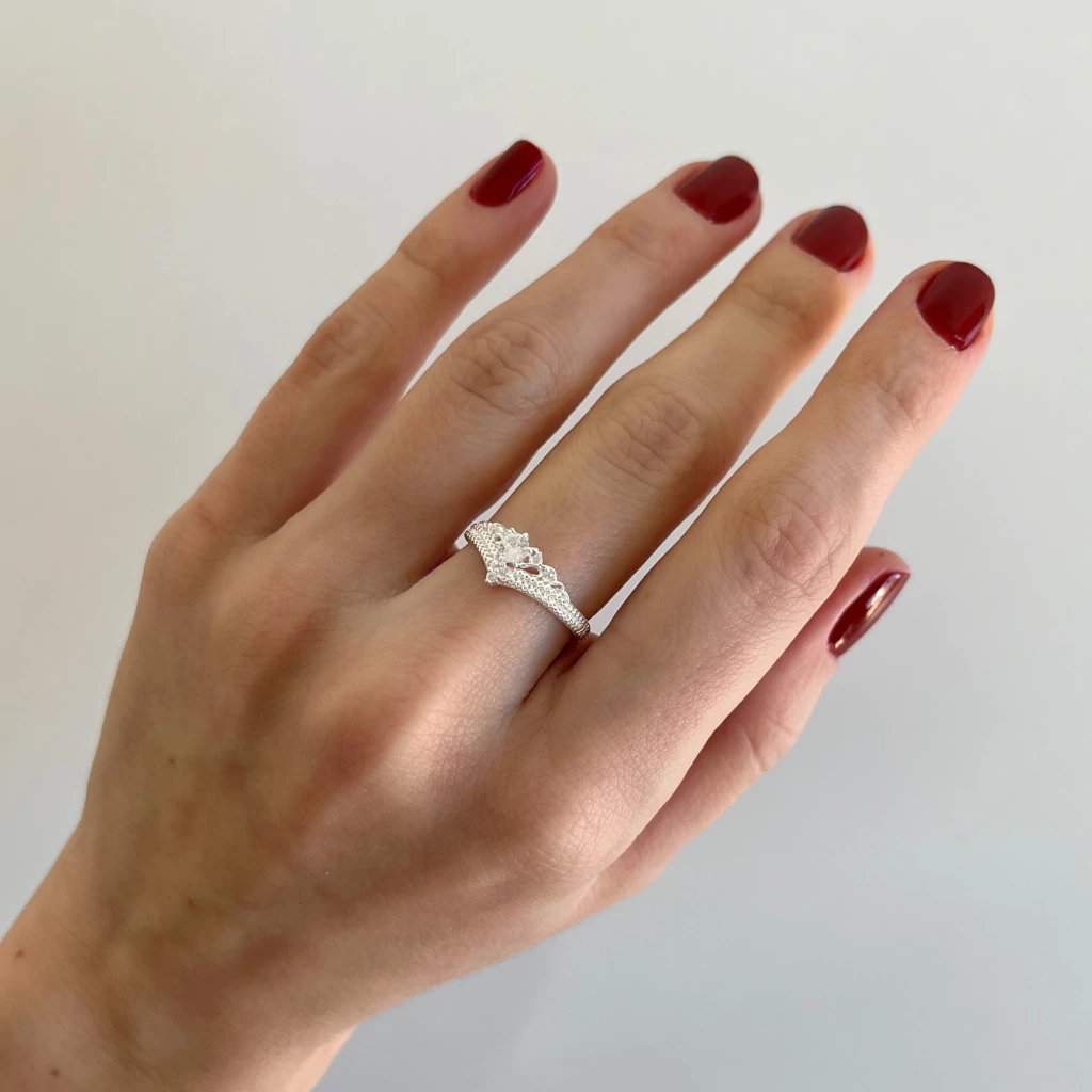 Anel Renda Italiana Detalhada e Zircônias - Prata 925