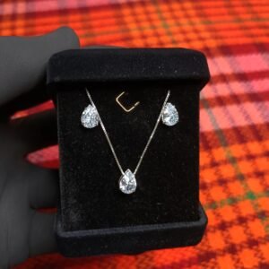 Conjunto Gota em Pedra Zircônia - Prata 925