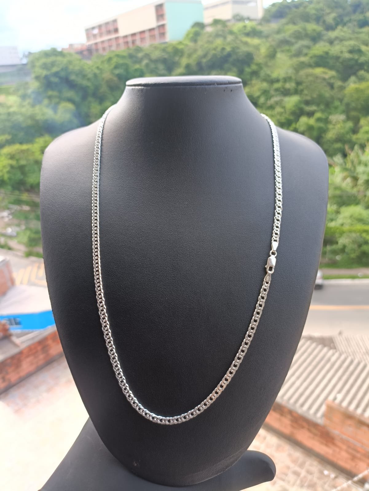 Corrente Elo Duplo Grumet - 4mm 60cm - Prata 925