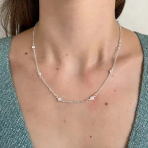 Colar de Zircônias Brancas Espaçadas - Prata 925